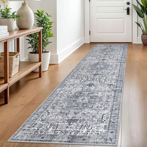 Miniatura 59 de SIILOOM Alfombra lavable de 2 x 3 pies, alfombra suave color taupe ceniza para entrada, tapete antideslizante para puerta de interior, tapete