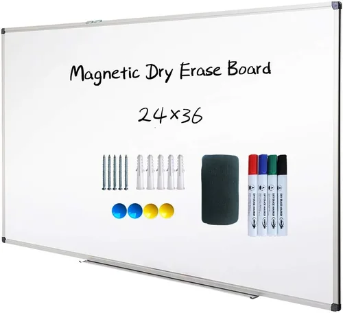Miniatura 12 de XIWODE Pizarra magnética grande de borrado en seco de 32 x 44 pulgadas, marco de aluminio negro montado en la pared, suave y duradero, sin fantasmas