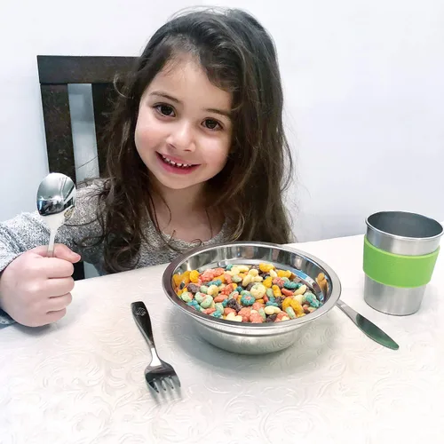 Miniatura 8 de Juego de cubiertos de acero inoxidable de 12 piezas para niños, cubiertos seguros para niños y niños, juego de utensilios para niños, juego