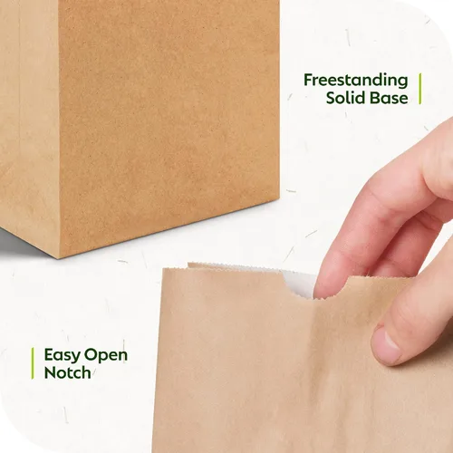 Miniatura 5 de CulinWare Bolsas de papel marrón forradas con cera de 1 libra, resistentes a la grasa, ecológicas, desechables, parte superior plegable, 250