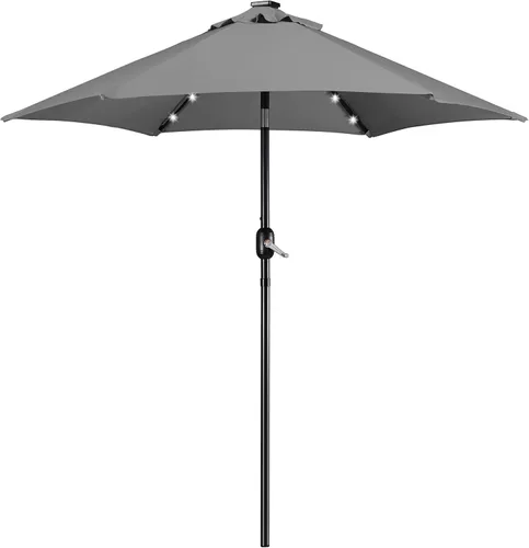 Miniatura 33 de Yaheetech - Paraguas de 9 pies con energía solar para patio - Paraguas de mesa de mercado con protección UV, 32 luces LED y botón de inclinación
