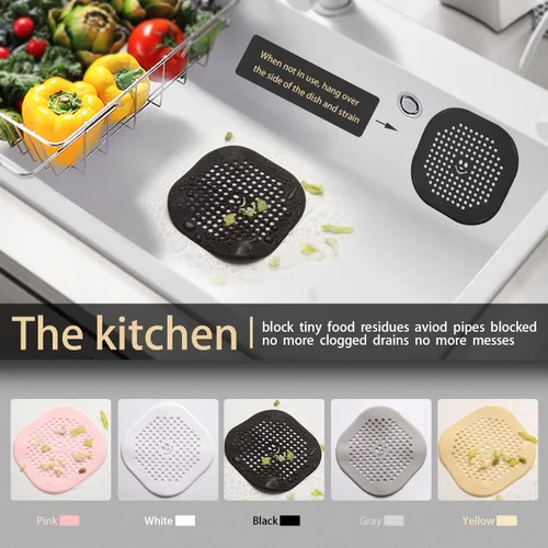 Miniatura 4 de Protector de silicona para cubrir drenaje de ducha, bañera, cocina, baño, recoge restos de cabello, paquete de 2, color negro