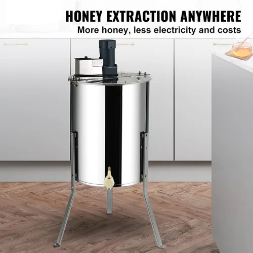 Miniatura 2 de Happybuy Extractor eléctrico de miel, 4/8 marcos giratorios de acero inoxidable para apicultura, soporte ajustable en altura, centrífuga de tambor