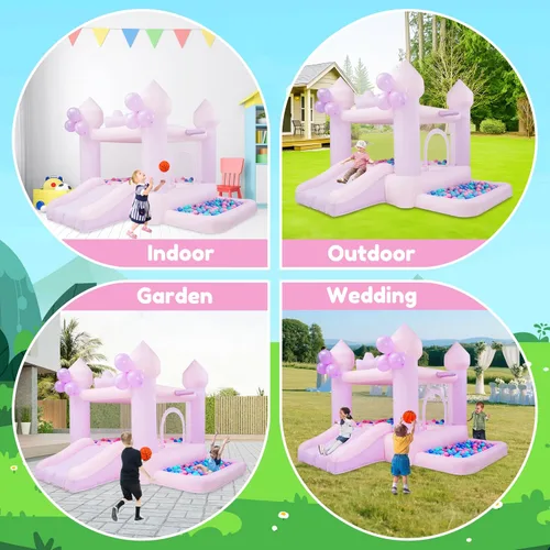 Miniatura 5 de Casa de Rebote Inflable de 9 Pies Rosa/Morada, Trampolín para Niños Pequeños Adecuado para Niños de 3-6 Años, Regalos de Fiesta