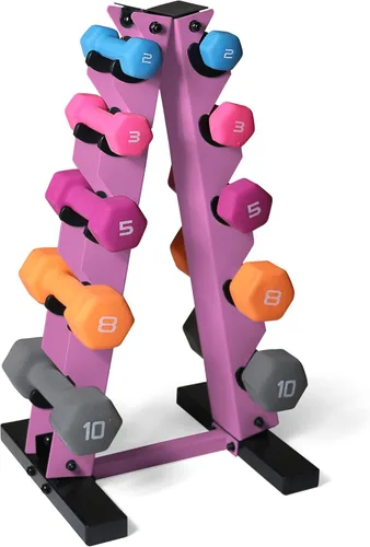 Miniatura 6 de WF Athletic Supply Estante para mancuernas, 5 niveles con marco A para almacenamiento de mancuernas, opciones de color disponibles en negro, blanco