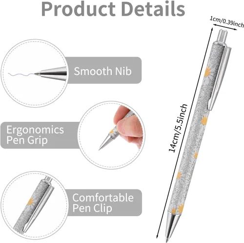 Miniatura 4 de cobee Bling Pens - Paquete de 6 bolígrafos retráctiles de 0.039 pulgadas (0.039 in), con purpurina, tinta negra, punta media, bolígrafos de regalo