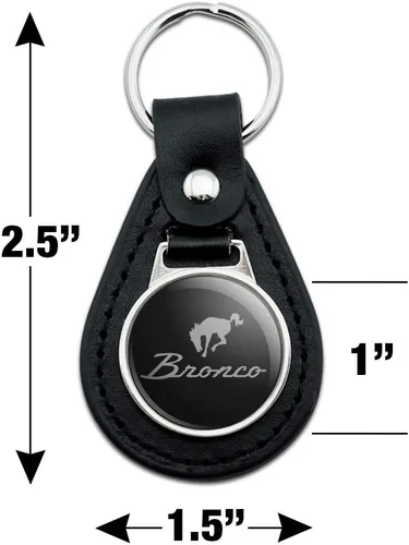 Miniatura 2 de Llavero de cuero negro para Ford Bronco con logotipo cromado