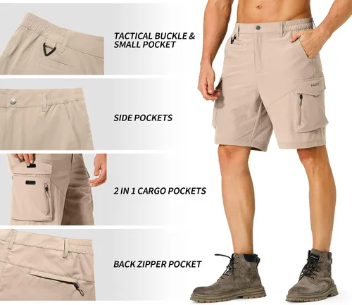 Miniatura 4 de Pantalones cortos de senderismo para hombre, de secado rápido, ligeros, con múltiples bolsillos, para pesca, campamento, golf