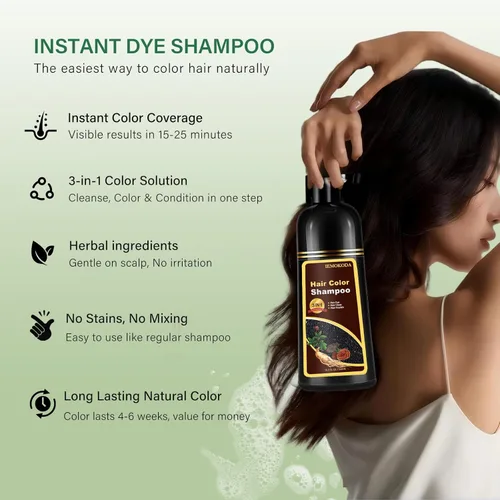 Miniatura 2 de Champú para Teñir el Cabello Marrón Cerezo 3 en 1, Champú para el Color del Cabello que Funciona en Minutos, Champú para Cabello Marrón & Champú