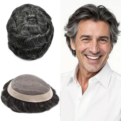 Miniatura 33 de Mens Toupee Hair Piece For Men Fine Mono Men Hair System Toupee For Men Hair Piece Real Human Hair System For Men Protesis Capilar Para Hombre 6x9