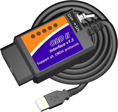 Herramienta de diagnóstico de cable OBD2 a USB MOCATEC ELM327 OBD2 lector de códigos escáner ELM 327 interfaz USB OBD a USB adaptador conector OBD2
