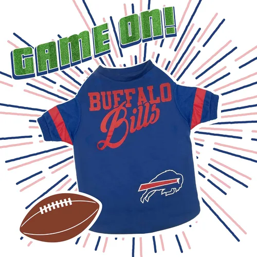 Miniatura 4 de Pets First NFL Camiseta de los Buffalo Bills para Perros y Gatos, Tamaño Pequeño. Camiseta de Fútbol para Perros de los Fans del Equipo NFL. Nuevo