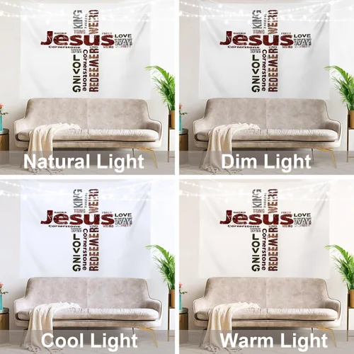 Miniatura 9 de Shrahala Tapiz de pared cristiano con palabras blancas, palabras de Navidad, escuela, Jesús, Biblia, adoración de la Biblia, tapiz grande
