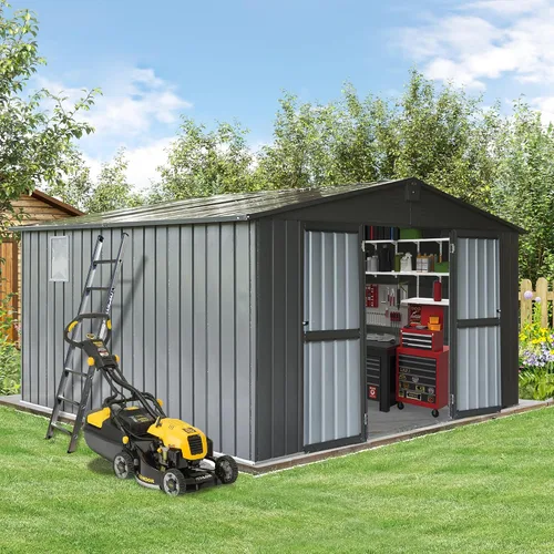 Miniatura 11 de Domi - Cobertizo de almacenamiento de 5 x 3 pies, cobertizos de metal y espacio libre con puerta con doble cerradura, cobertizo pequeño para jardín