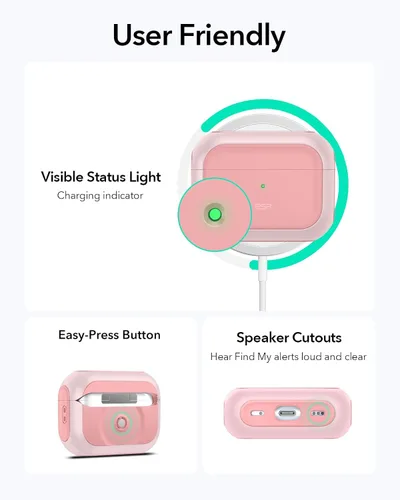 Miniatura 9 de ESR Funda para AirPods Pro 2, compatible con Funda de AirPods Pro de 2ª/1ª generación (2023/2022/2019), compatible con MagSafe, cubierta de Rosa