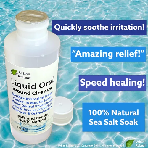Miniatura 2 de Urban ReLeaf Limpiador líquido oral para heridas. Alivia la irritación. Velocidad de curación. Remojo de sal marina 100% natural. 4 onzas, listo