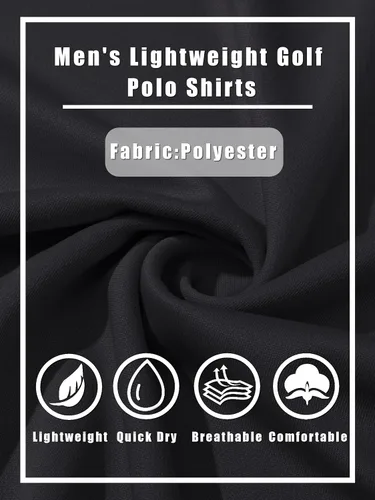 Miniatura 7 de TACVASEN Polo de manga larga para hombre, de secado rápido, absorbe la humedad, ligera, informal, con 3 botones