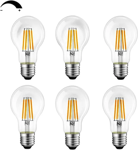 Miniatura 8 de Bombillas LED E26, equivalente a 40 W, 4000 K, bombilla de filamento LED clásico de vidrio transparente A19, no regulable, paquete de 6 4000 K