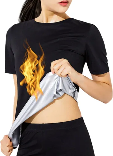 Nano Hertz Traje de sauna para sudar y perder peso, faja moldeadora para entrenamiento de cintura, entrenamiento, ejercicio, camisa de manga corta