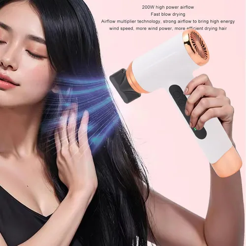 Miniatura 3 de Secador de pelo rosa inalámbrico, 15000 mAh recargable con carga USB, viento frío y caliente para viajes y campamentos