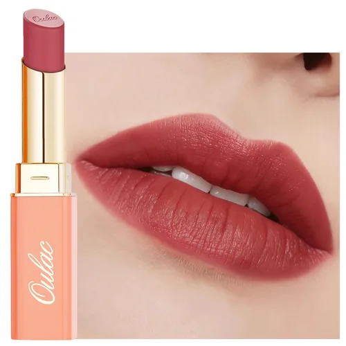 Miniatura 16 de Oulac Lápiz labial ciruela para mujer, lápiz labial mate burdeos, color de labios de cobertura completa, acabado mate satinado, textura crema, SG08