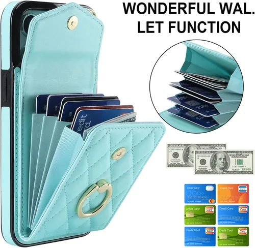 Miniatura 3 de Asuwish Funda de teléfono para iPhone 13 Pro de 6.1 pulgadas, funda tipo cartera con protector de pantalla de vidrio templado y anillo cruzado