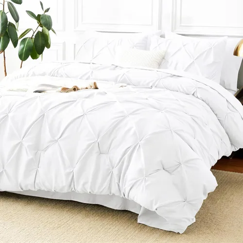 Miniatura 21 de CozyLux - Juego de ropa de cama con pliegues plisados de 7 piezas en una bolsa; edredón tamaño King para todas las estaciones, sábanas, fundas
