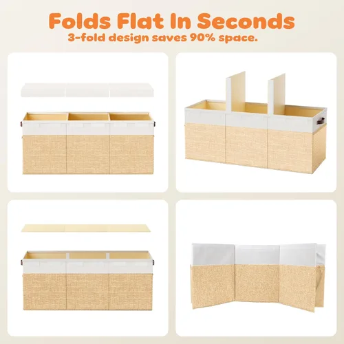 Miniatura 4 de Dayacoco Caja de juguetes extra grande con tapas, plegable, resistente, cajas organizadoras de almacenamiento de juguetes para niños y niñas, cesta