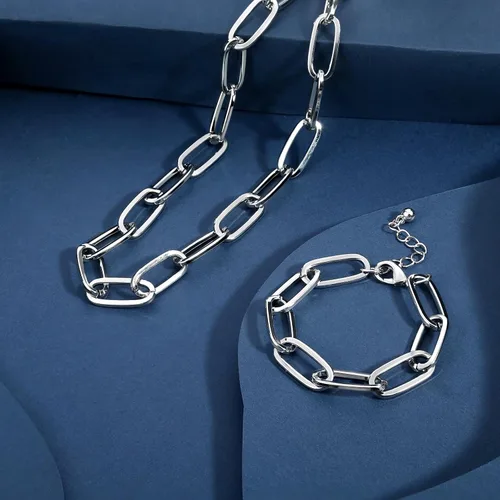 Miniatura 5 de LANE WOODS Collar y pulsera de cadena de oro para mujer y mujer, delicado y grueso, cadena de eslabones de cadena