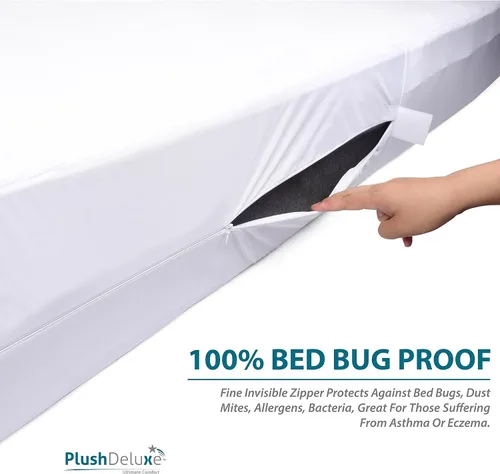 Miniatura 4 de Funda de colchón PlushDeluxe Premium 100% impermeable, hipoalergénica, sin vinilo, superficie de algodón con bucles suave y transpirable.