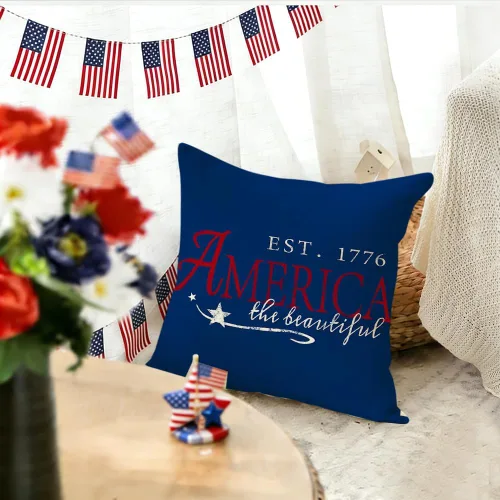 Miniatura 2 de RABUSOFA Fundas de almohada para el 4 de julio, 18 x 18 pulgadas, letreros patrióticos, rojo, blanco y azul, Día de la Independencia, 4 de julio