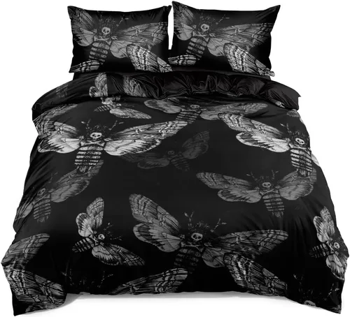 Miniatura 2 de Juego de funda de edredón con diseño de calavera de la muerte de Holiyjog, tamaño queen, juego de ropa de cama gótica, funda de edredón con diseño
