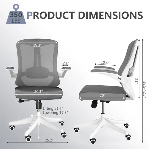 Miniatura 3 de Silla de oficina, silla ergonómica de escritorio cómoda para el hogar, silla de juegos con respaldo medio con ruedas, altura ajustable, soporte
