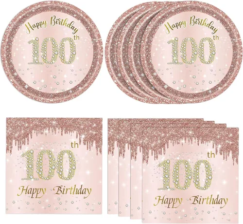Miniatura 14 de Decoraciones de cumpleaños número 70 para mujer, decoraciones de cumpleaños número 70, platos y servilletas de oro rosa, decoraciones de cumpleaños