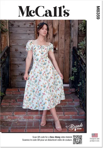 McCall's Kit de patrón de costura para vestido y parte superior ajustada de señoritas por Brandi Joan, código de diseño M8359, tallas 6-8-10-12-14