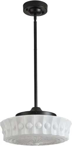 Miniatura 11 de Lámpara colgante de vidrio lechoso, 35.56 cm Candelabro moderno de mediados de siglo estilo escuela colgante, lámpara vintage para dormitorio