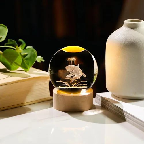 Miniatura 2 de Bola de cristal 3D, ballena y tiburón, regalos para mujeres y hombres, decoración de tiburón ballena, pisapapeles, regalos de cumpleaños, ballena