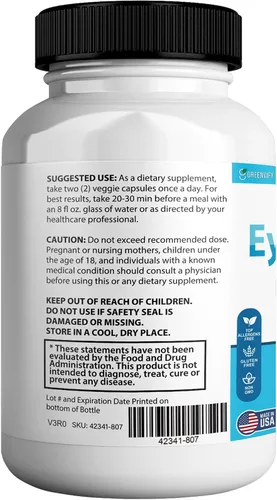 Miniatura 3 de EyeGenics Max Vision Support Supplement, 60 cápsulas, fórmula de salud ocular de máxima fuerza con luteína, extracto de arándano, vitaminas (1)