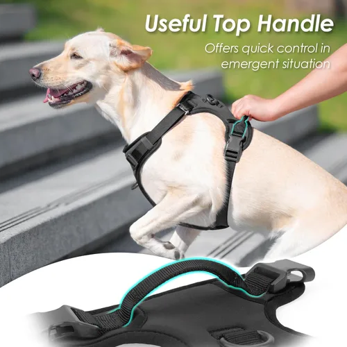 Miniatura 4 de Arnés para perro sin tirones, chaleco para cachorro con clip frontal para perros pequeños, medianos y grandes (negro, XS)
