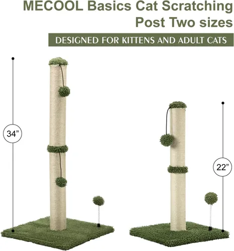 Miniatura 6 de MECOOL Poste Rascador para Gatos Premium Basics Rascador de Gatitos Postes Rascadores de Sisal con Pelota Colgante de 22 pulgadas para Gatitos