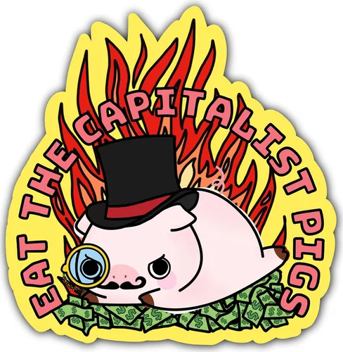 Miniatura 2 de Calcomanía divertida para parachoques de coche con texto en inglés "Eat the Capitalist Pigs - Adhesivo para parachoques de coche contra