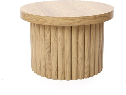 Miniatura 10 de LuxenHome Mesa auxiliar redonda, mesa auxiliar acanalada de 19 pulgadas de alto para espacios pequeños, mesa auxiliar pequeña moderna de mediados