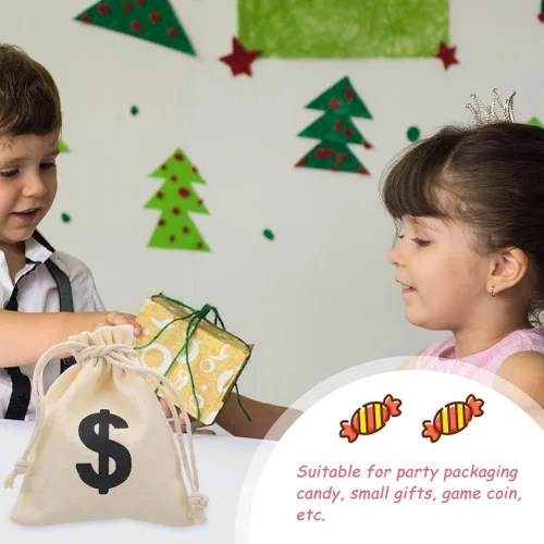 Miniatura 7 de Cabilock Bolsa de regalo de lona con cordón de 4.72 x 3.93 pulgadas, patrón de fiesta, bolsa de almacenamiento para juegos, monedas, aperitivos