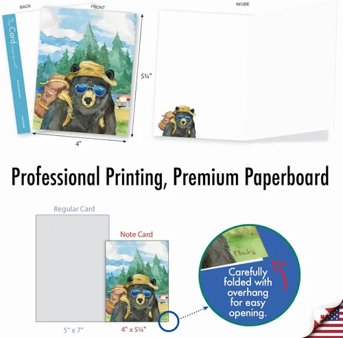 Miniatura 6 de The Best Card Company Surtido divertido juego de tarjetas de felicitación en blanco de acuarela de vida silvestre, incluye 10 diseños únicos
