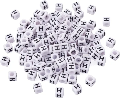 Miniatura 25 de FASHEWELRY 300 cuentas cúbicas de acrílico con números cuadrados mezclados del 0 al 9, cuentas de acrílico blanco de 0.236 x 0.236 pulgadas