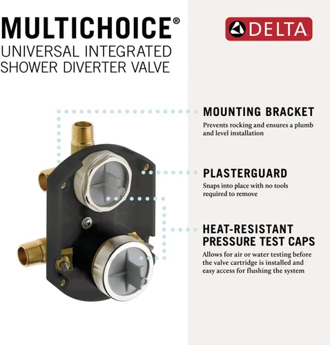 Miniatura 3 de Delta Faucet R22000 MultiChoice - Válvula universal de 3 ajustes, 6 ajustes, desviador integrado de ducha personalizado, kit de válvula de ducha sin