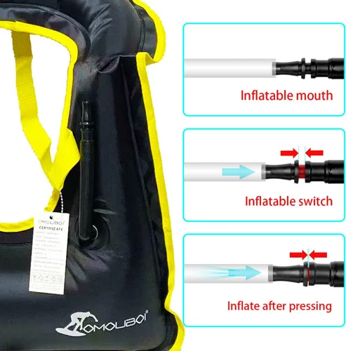 Miniatura 5 de Chaleco de esnórquel para adultos, chaleco de natación inflable para mujeres/hombres, chalecos de natación para kayak, remo, pesca, surf, esnórquel