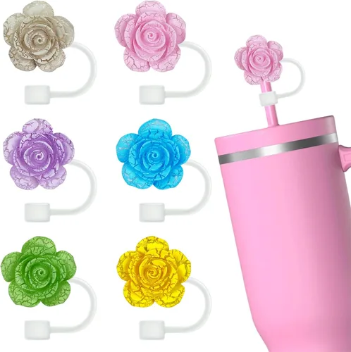 Miniatura 29 de 8 fundas reutilizables de silicona para popotes Stanley Cup de 30 y 40 onzas, accesorios de tapa de popote de 0.394 in y 0.4 pulgadas 36 Lindo