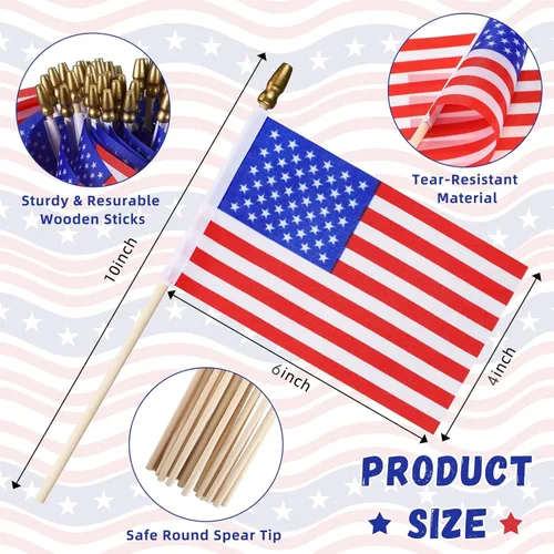 Miniatura 3 de Batiyeer 1000 banderas pequeñas de Estados Unidos en palo de 4 x 6 pulgadas, mini banderas de Estados Unidos de 250 aniversario, bandera de Estados