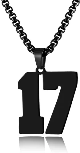 Miniatura 111 de Collar de Número Dorado para Hombre, Cadena de Acero Inoxidable con Colgante de Número para Atletas, Joyería Deportiva Personalizada para Niños